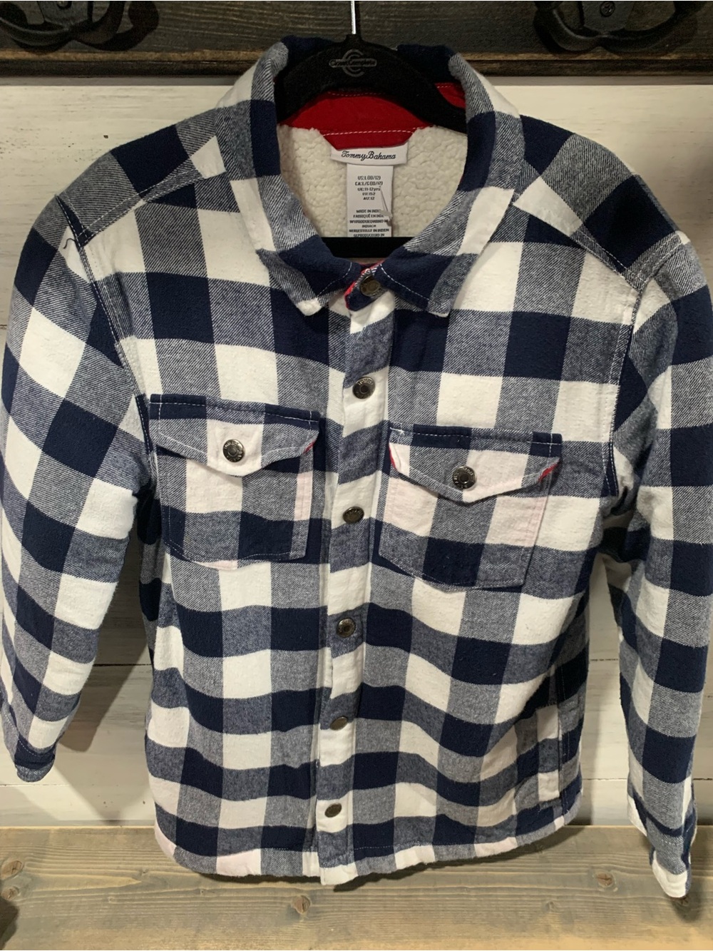 Tommy Bahama Kids Navy & White Buffalo Check Sherpa Shirt Jacket